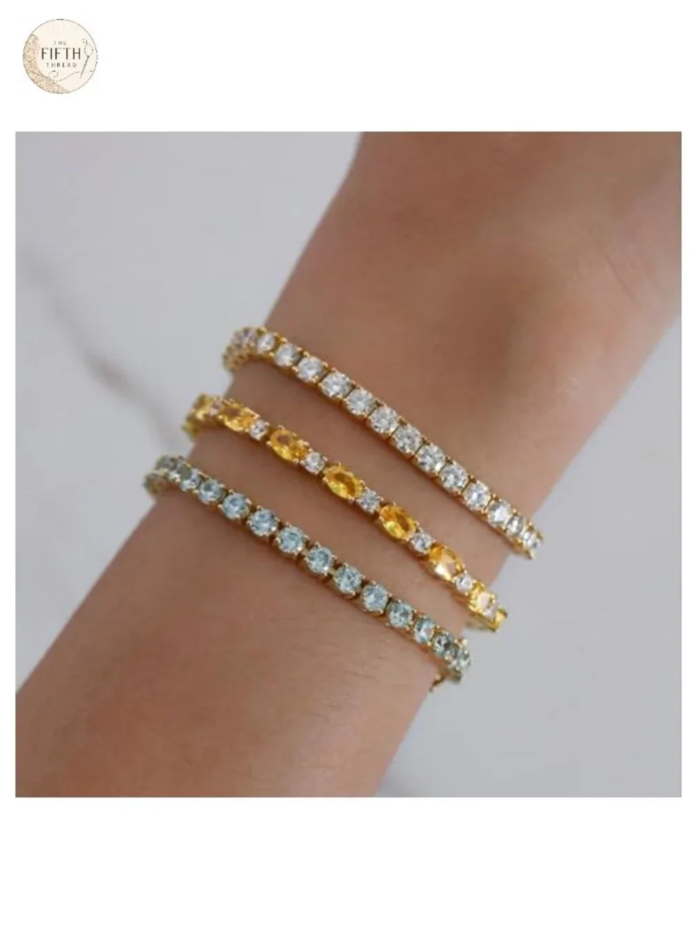 14K Gold Plated Silver Birthstone Tennis Bracelet for Women 7